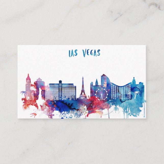 Tarjeta De Visita Horizonte de Las Vegas de la acuarela (Anverso)