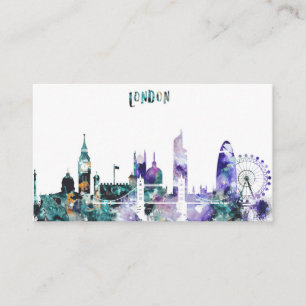 Tarjeta De Visita Horizonte de Londres de la acuarela
