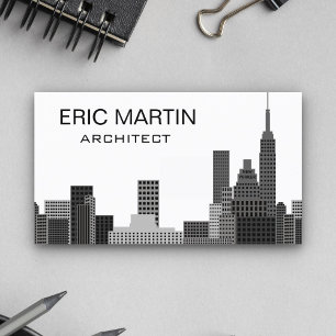 Tarjeta De Visita Horizonte de Nueva York Gris Arquitectura Moderna