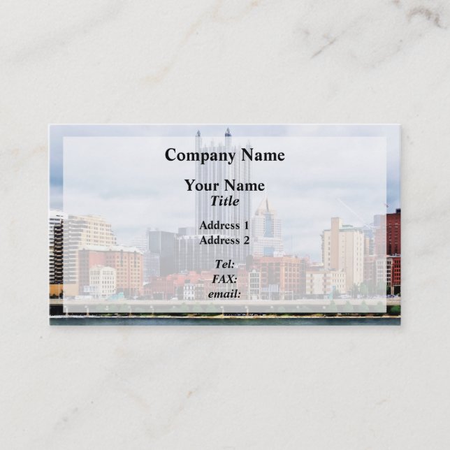 Tarjeta De Visita Horizonte de Pittsburgh PA (Anverso)