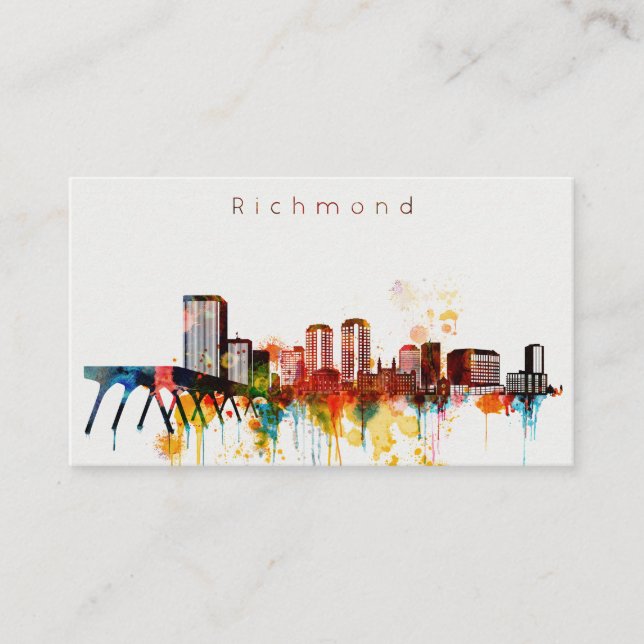 Tarjeta De Visita Horizonte de Richmond de la acuarela (Anverso)