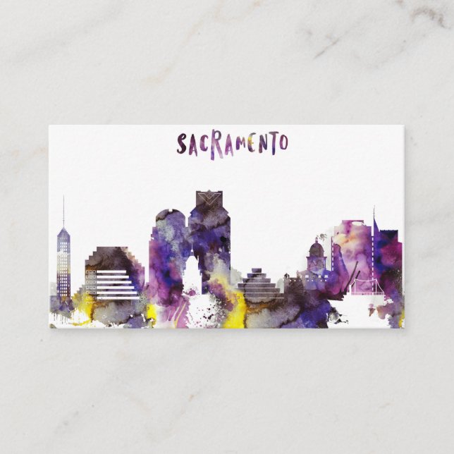 Tarjeta De Visita Horizonte de Sacramento de la acuarela (Anverso)