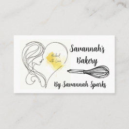 Tarjeta De Visita Horneado Con Amor Panadería Negra Y Blanca
