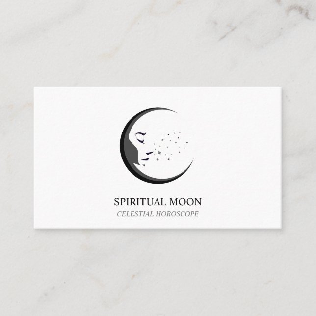 Tarjeta De Visita Horóscopo de luna espiritual celestial blanco negr (Anverso)
