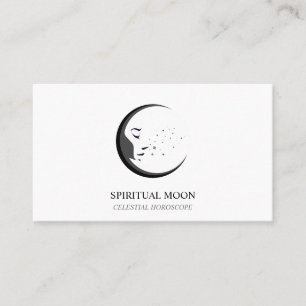 Tarjeta De Visita Horóscopo Lunar Espiritual Celestial Blanco Negro