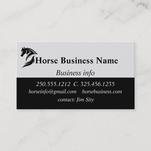 Tarjeta De Visita Horse Business Boarding Stables Lecciones de Viaje (Anverso)