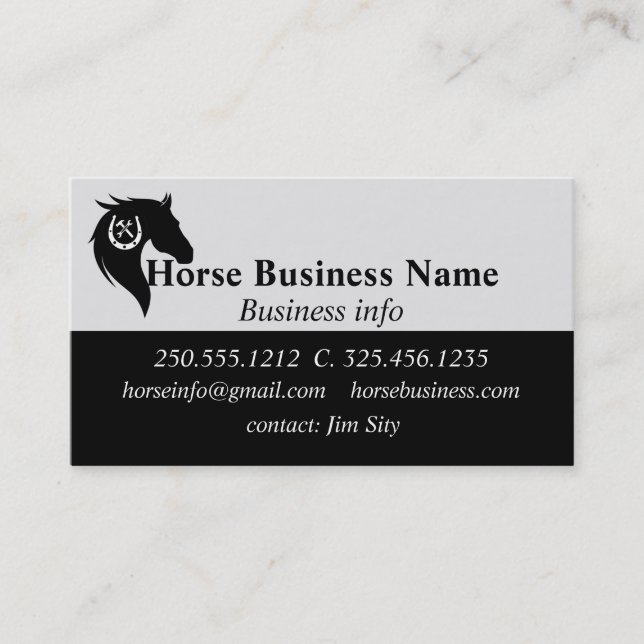 Tarjeta De Visita Horse Business Boarding Stables Lessons (Anverso)