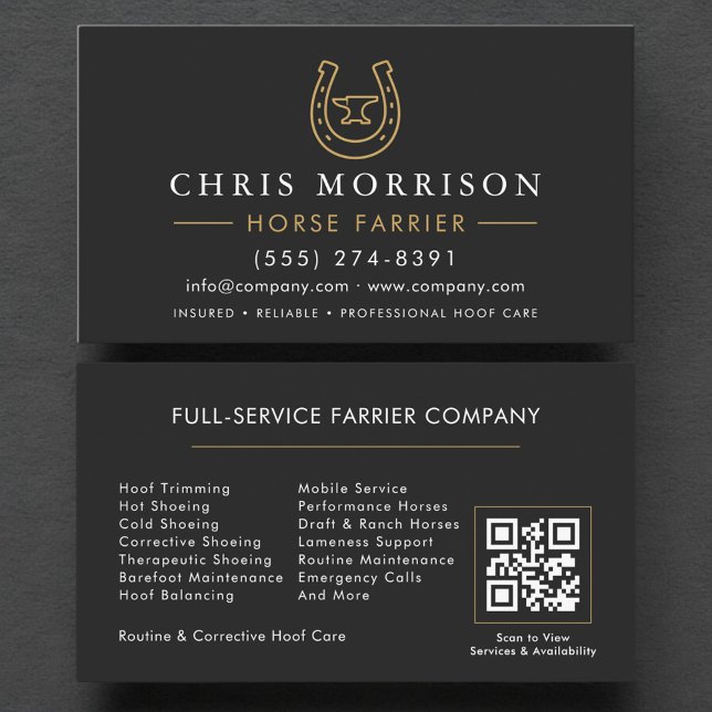 Tarjeta De Visita Horse Farrier Blacksmith QR Code (Subido por el creador)