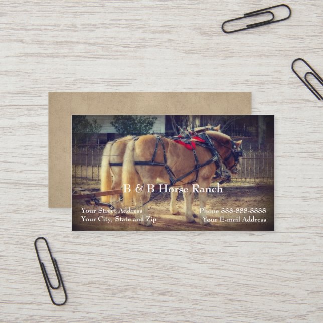 Tarjeta De Visita Horse Ranch Clydesdale Business Card (Anverso/Reverso In Situ)
