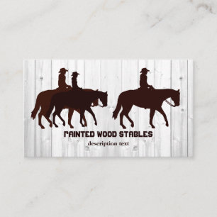 Tarjeta De Visita Horse Stables Western Horseback Madera Weathered