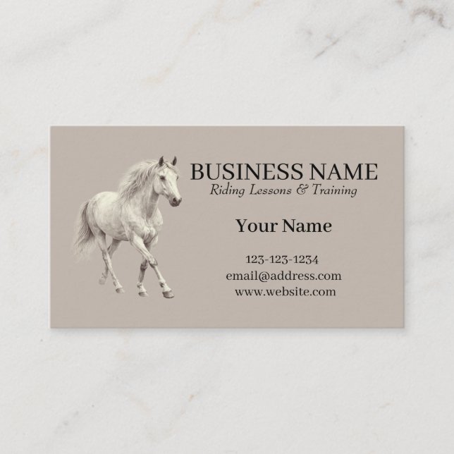 Tarjeta De Visita Horse Trainer Riding Lessons  Business Card (Anverso)