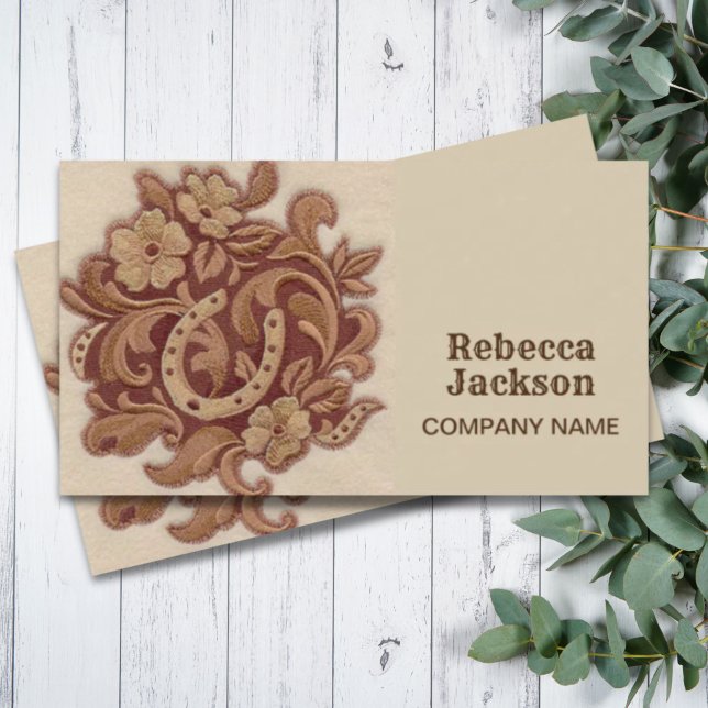 Tarjeta De Visita Horseshoe cowgirl moda agrícola occidental (Horseshoe cowgirl fashion western farm equestrian business card)