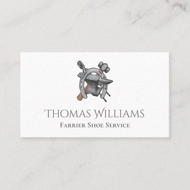 Tarjeta De Visita Horseshoe Tools Equestrian Horse Farrier (Anverso)
