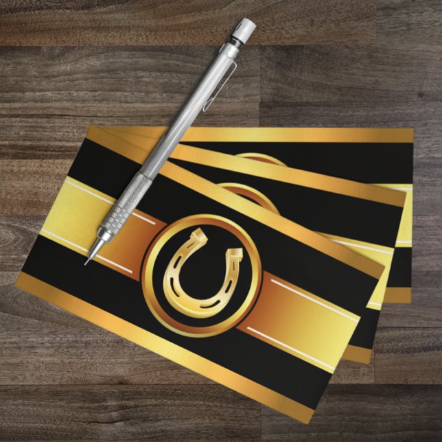 Tarjeta De Visita Horseshoeing Gold Black Business Card (Subido por el creador)