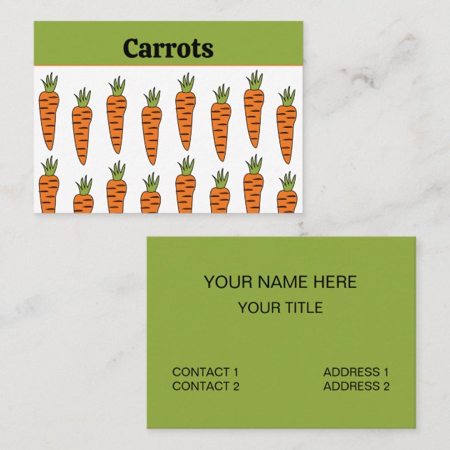 Tarjeta De Visita Hortalizas de zanahoria Salud alimentaria fresca (Anverso / Reverso)