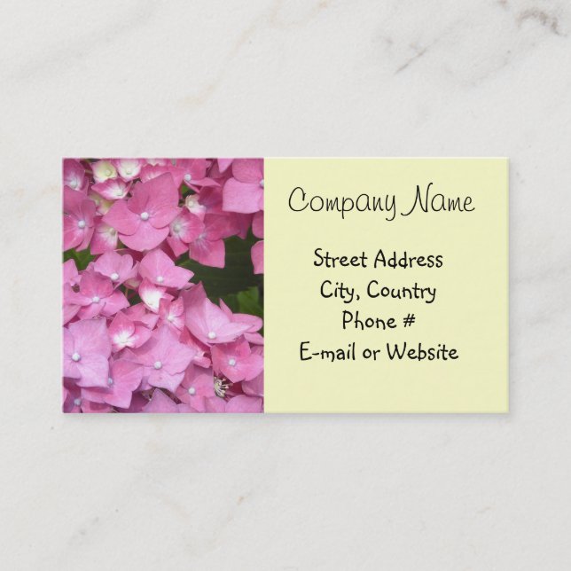 Tarjeta De Visita Hortensias rosadas (Anverso)