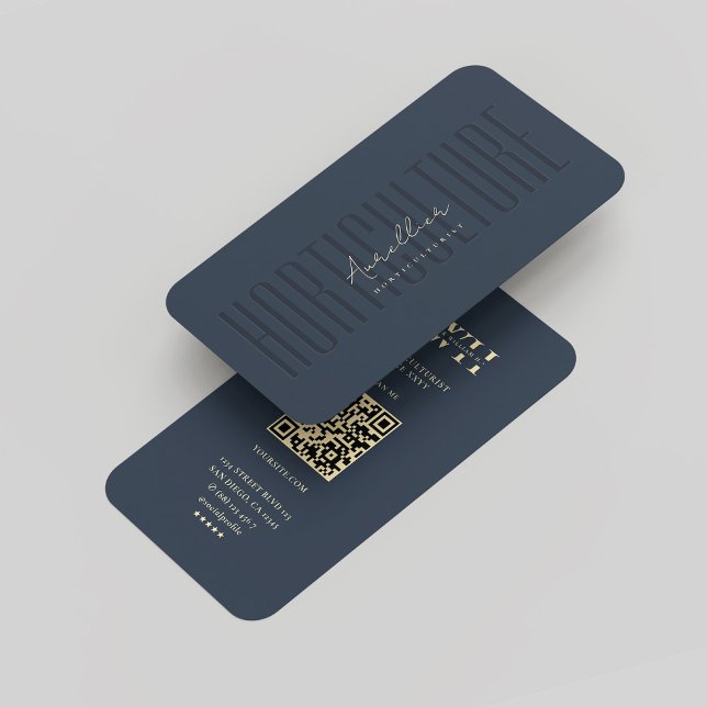 Tarjeta De Visita Horticultor moderno Monograma Oro Azul oscuro (Modern Horticulturist Monogram Dark Blue Gold Business Card
)
