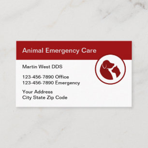 Tarjeta De Visita Hospital Médico de Emergencia Animal