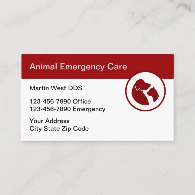 Tarjeta De Visita Hospital Médico de Emergencia Animal (Anverso)
