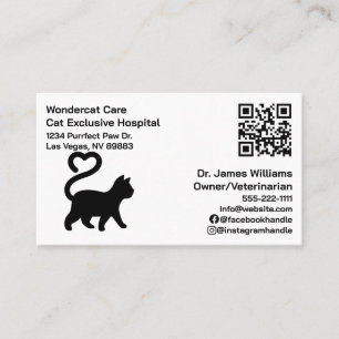 Tarjeta De Visita Hospital Veterinario de Código QR Simple y Moderno