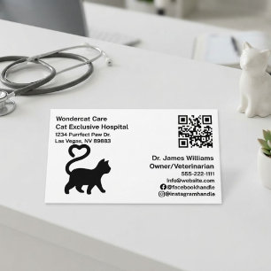Tarjeta De Visita Hospital Veterinario de Código QR Simple y Moderno