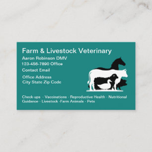 Tarjeta De Visita Hospital Veterinario De Granjas Y Ganadería