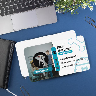 Tarjeta De Visita Hospital Veterinario Moderno – Negro y Azul