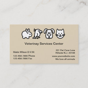 Tarjeta De Visita Hospital veterinario simple del mascota