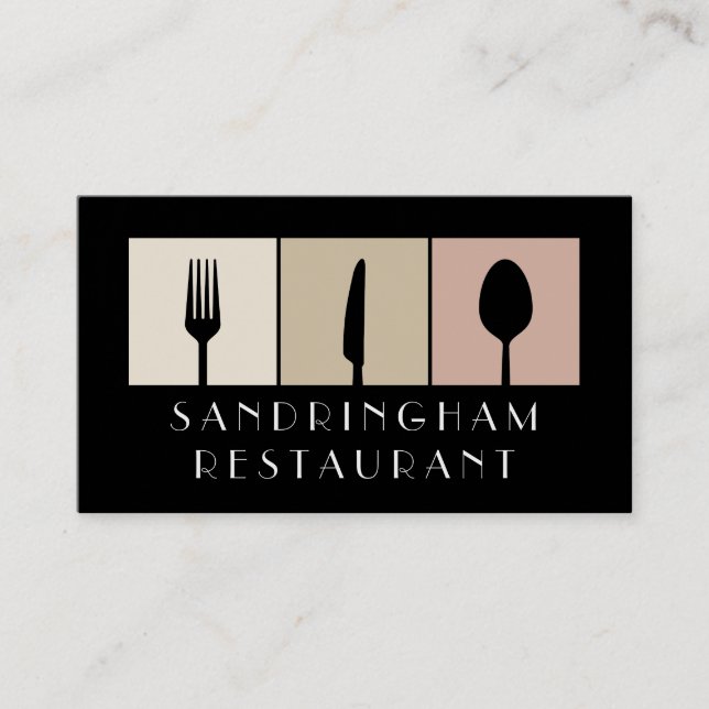 Tarjeta De Visita Hospitality Food Fork Spoon Knife Restaurant (Anverso)