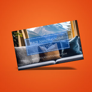 Tarjeta De Visita Hostel Blue Elegal Foto Delicada Elegante Luminoso