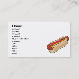 Tarjeta De Visita hot dog in bun con ketchup y gráfico de mostaza