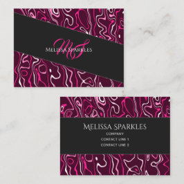 Tarjeta De Visita Hot pink damascus abstract swirls Custom Monogram