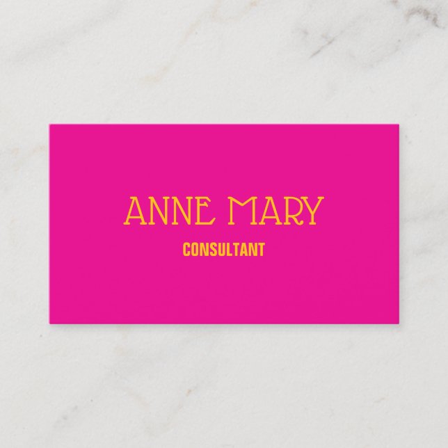 Tarjeta De Visita Hot Pink Orange Modern Professtional Trendy Girly (Anverso)