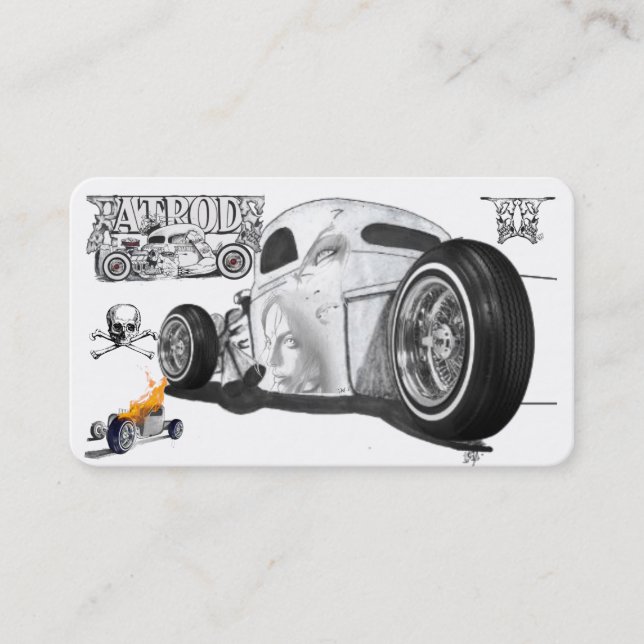 Tarjeta De Visita Hot Rods y Automobiles Business Card Ideas (Anverso)