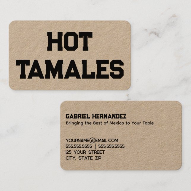 Tarjeta De Visita Hot Tamales Kraft (Anverso / Reverso)