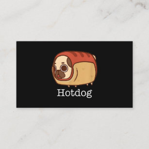 Tarjeta De Visita Hotdog, Pug, Pug Lover, Foodie, Comida Graciosa,