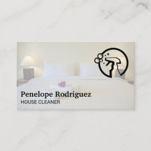 Tarjeta De Visita Hotel Dormitorio   Logotipo de limpieza de pulveri