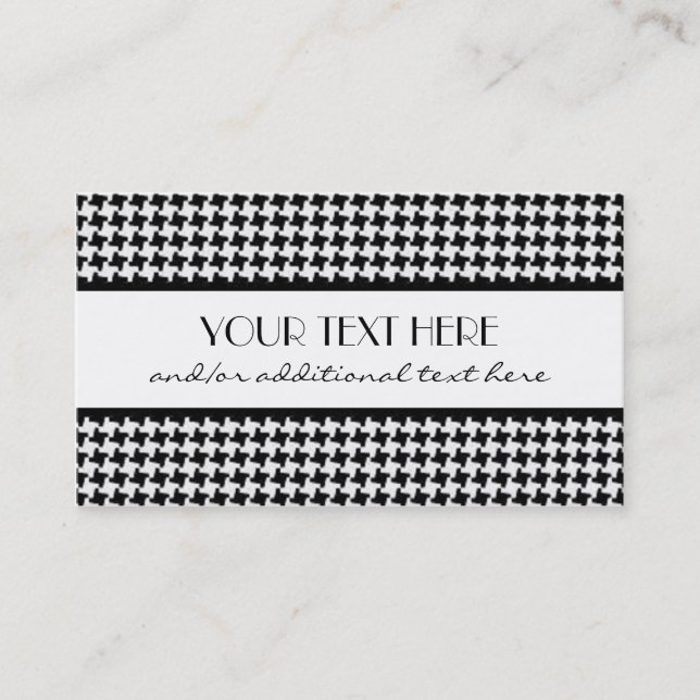 Tarjeta De Visita Houndstooth negro y blanco (Anverso)