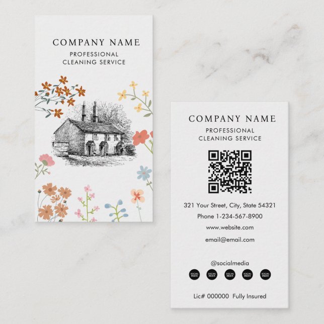 Tarjeta De Visita House Cleaner Cleaning Services Professional  (Anverso / Reverso)