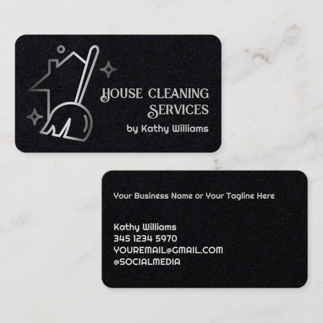 Tarjeta De Visita House Cleaner Premium Black (Anverso / Reverso)
