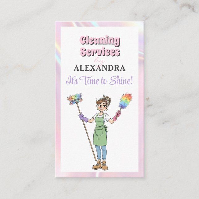 Tarjeta De Visita House Cleaning Lady Maid Service Modern (Anverso)