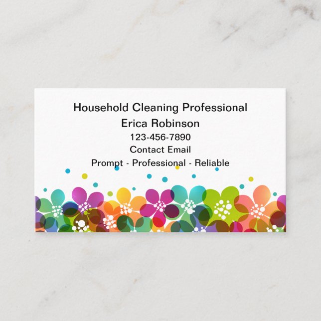 Tarjeta De Visita House Cleaning Maid Colorful Business Cards (Anverso)