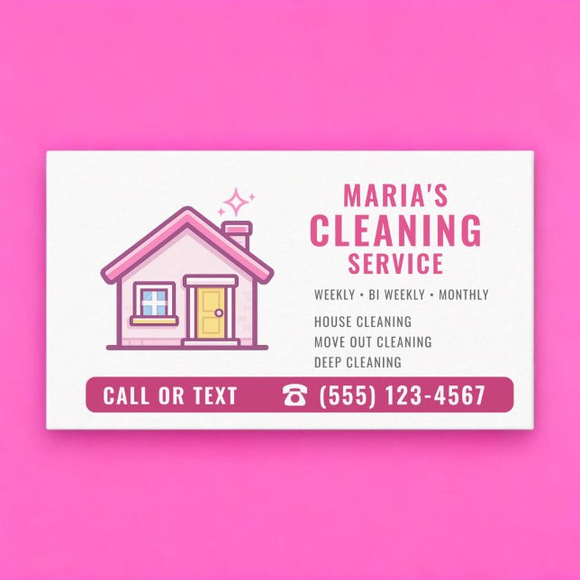 Tarjeta De Visita House Cleaning Maid Service Pink  (Subido por el creador)