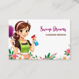 Tarjeta De Visita House Maid Floral QR