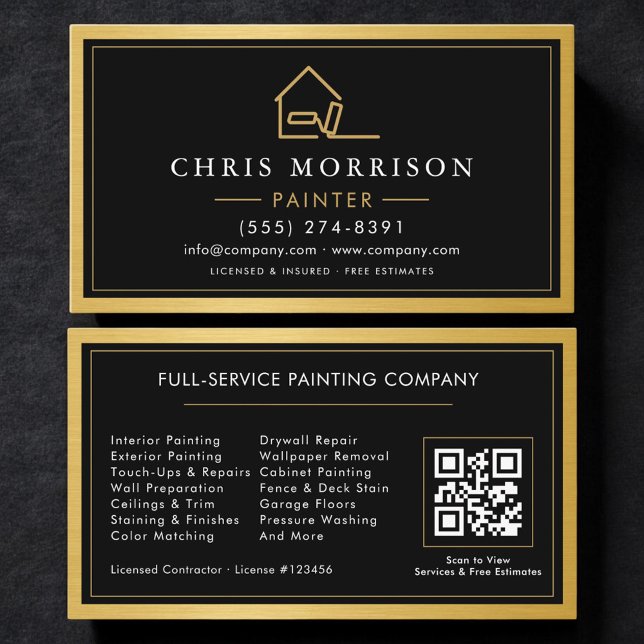Tarjeta De Visita House Painter Gold Metal Painting QR Code (Subido por el creador)