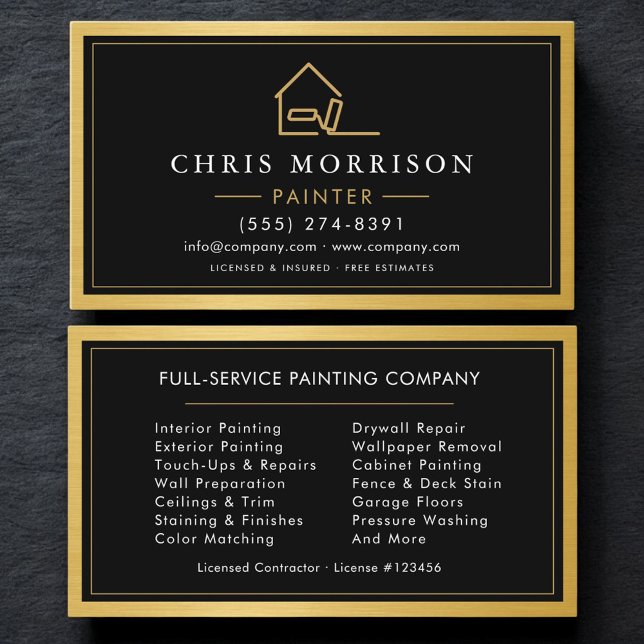 Tarjeta De Visita House Painter Modern Gold Metal Painting Service (Subido por el creador)