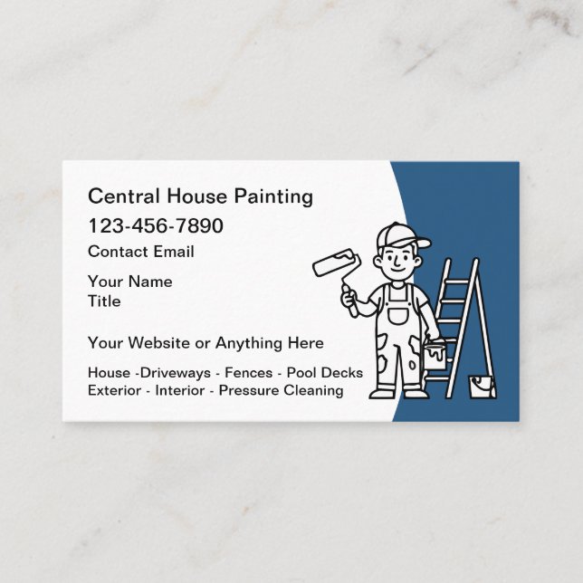 Tarjeta De Visita House Painter Modern Simple Business Cards (Anverso)