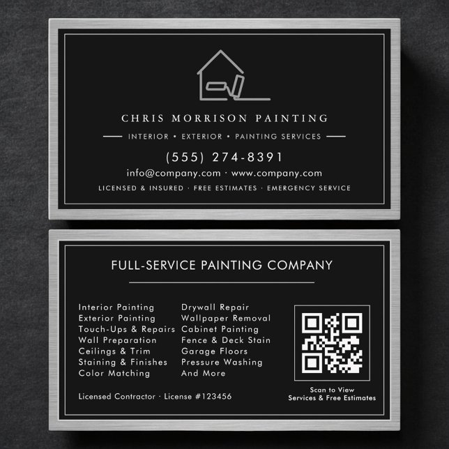 Tarjeta De Visita House Painter QR Code Painting Service  (Subido por el creador)