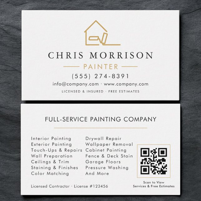 Tarjeta De Visita House Painter White Gold QR Code (Subido por el creador)