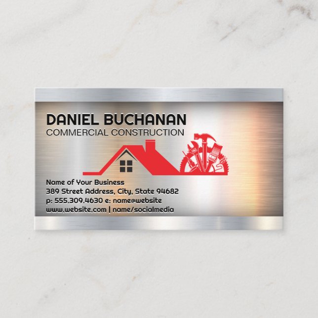 Tarjeta De Visita House Roof | Hand Tools | Construction (Anverso)